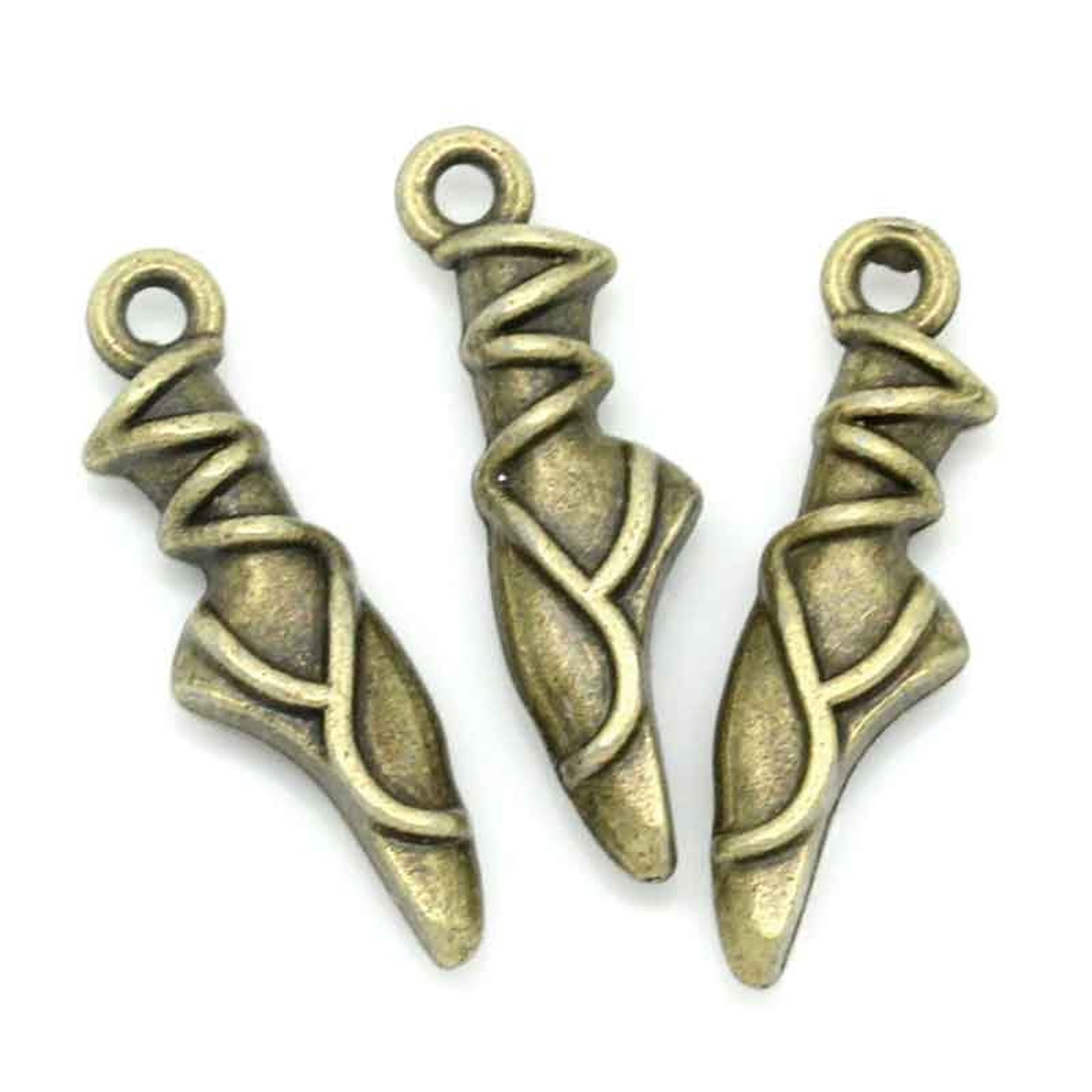 5 pieces antique bronze ballet shoe charms