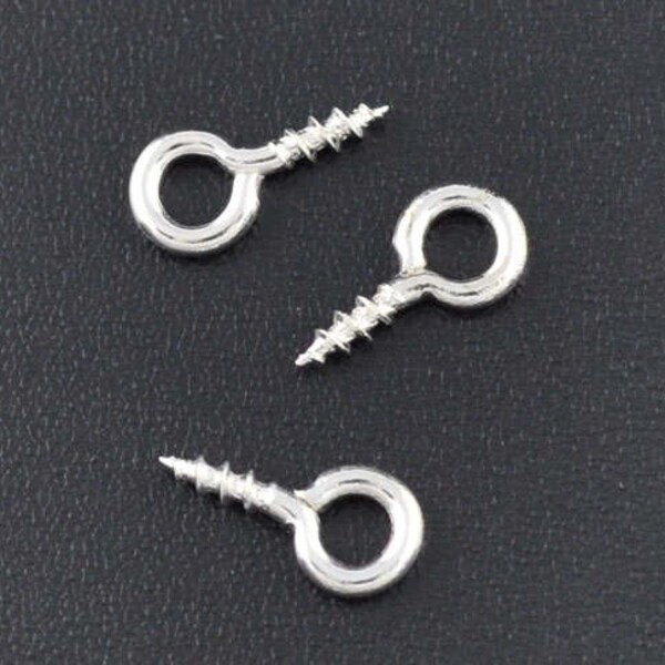 50 pieces Silver Tone Screw Eye Bails