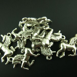 10 Pieces Antique Silver Unicorn Charms image 2