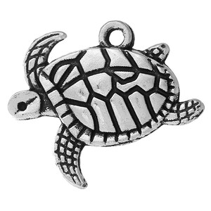 10 PCS Antique Silver Sea Turtle Charms, 20mm( 6/8&quot;) x 17mm( 5/8&quot;)