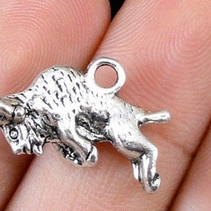 10 Pieces Antique Silver Bull Charms, 21mm x 14mm (7/8" x 5/8")