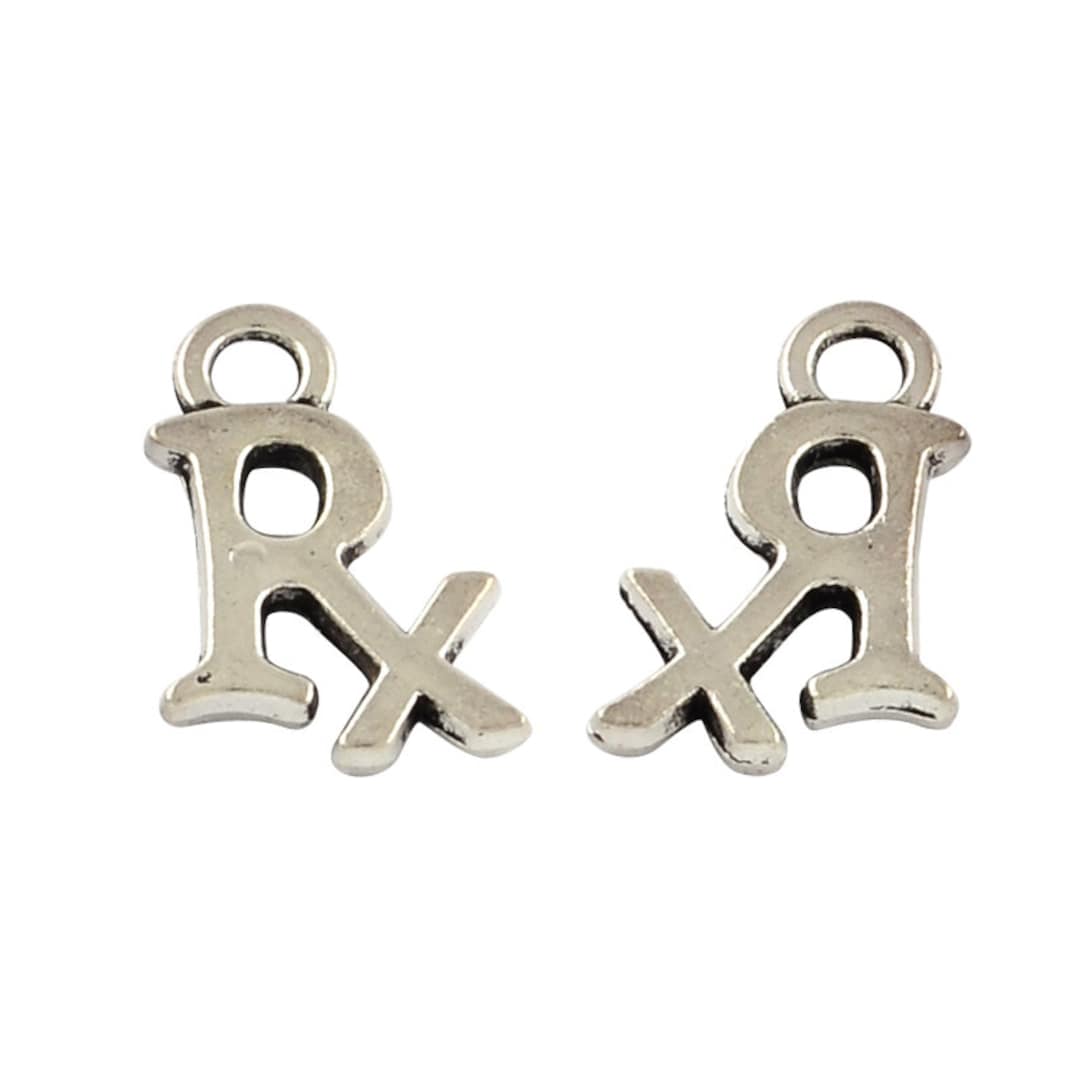 Retro Rx Symbol 50 Pieces Antique Silver
