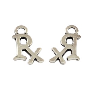 5 pieces Antique Silver &quot;RX&quot; Symbol Charms