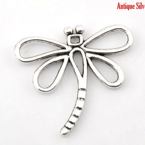 5 Pieces Antique Silver Dragonfly Charms