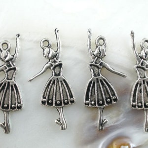 10 pieces Antique Silver Ballerina Charms, 31x13mm(1 2/8&quot; x 4/8&quot;)