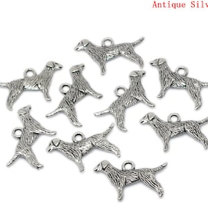 5 Pieces Antique Silver Labrador Retriever Dog Charms image 2