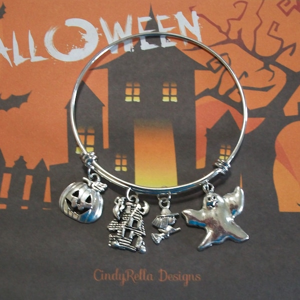 Cute Halloween Charms Expandable Bangle Bracelet