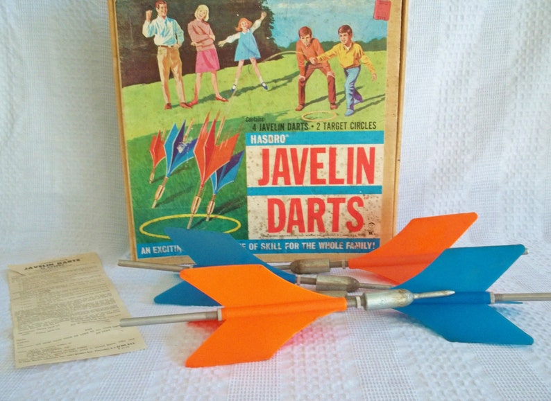 Vintage Hasbro Javelin Darts outdoor game metal darts 1968 Etsy