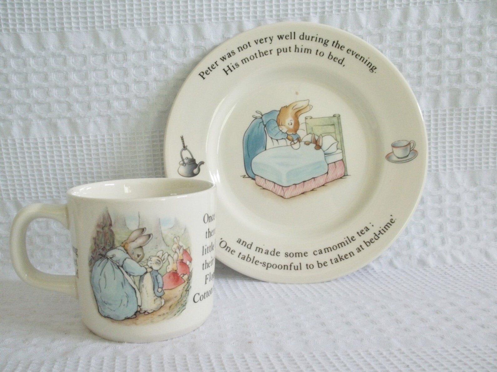 Vintage Wedgewood Peter Rabbit dish plate and cup mug set. Etsy