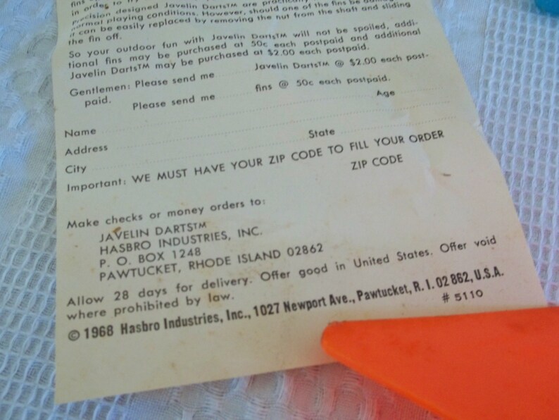 Vintage Hasbro Javelin Darts outdoor game metal darts 1968 Etsy