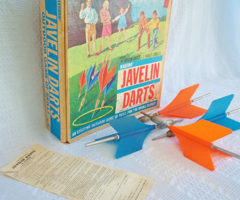 Vintage Hasbro Javelin Darts outdoor game metal darts 1968 Etsy