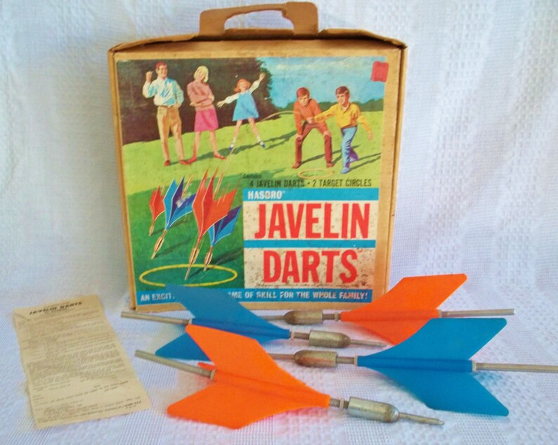 Vintage Hasbro Javelin Darts outdoor game metal darts 1968 Etsy