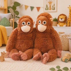 Peluche di orango dalle braccia lunghe, 63 cm – Scimmietta di peluche morbida da abbracciare (design a cartone animato)