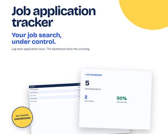 Job Application Tracker Spreadsheet | Excel Google Sheets Job Search Organizer with Dashboard