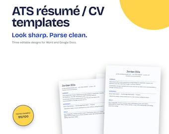 ATS Resume and CV Templates | 3 Editable Designs | Word & Google Docs