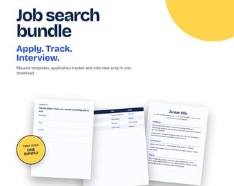 Job Search Bundle | ATS Resume Templates, Application Tracker, Interview Prep (Digital Download)