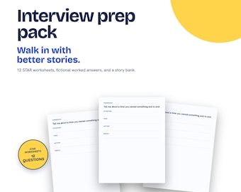 Interview Prep Pack | STAR Method Worksheets, Elevator Pitch Builder (PDF)