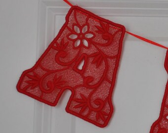 Custom Lace Name Banner, Nursery Decor, Shower Decoration