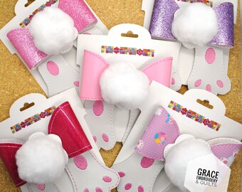 Bunny Butt Easter Hair Bow, Vinyl Girl's Barrette