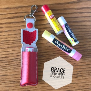 Titular de bálsamo labial del estado de Ohio, soporte de chapstick, llavero
