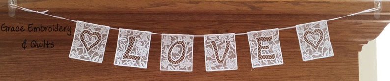 Lace Love/Heart Bunting/Banner/Garland, Perfect Valentine's Day or wedding decoration image 1