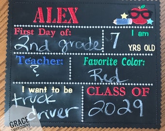 Back to School Chalkboard, First Day of School, Personalized back to school chalkboard