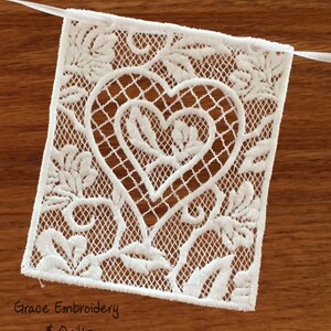 Lace Love/Heart Bunting/Banner/Garland, Perfect Valentine's Day or wedding decoration image 3