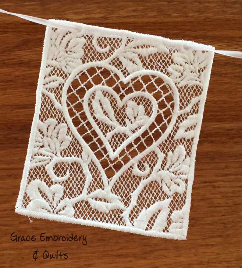 Lace Love/Heart Bunting/Banner/Garland, Perfect Valentine's Day or wedding decoration image 3