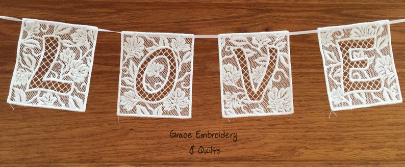 Lace Love/Heart Bunting/Banner/Garland, Perfect Valentine's Day or wedding decoration image 2