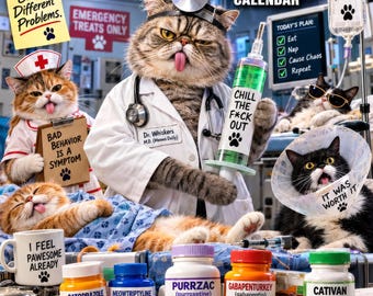 Calendario da parete Med Cats 2027 – Divertente calendario con gatti medici per medici, infermieri e operatori sanitari