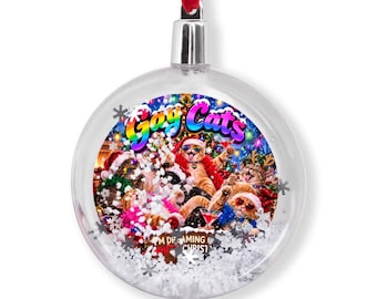 Gay Cats I'M Dreaming Of A White Christmas Snow Globe Ornament – ​​Divertente ornamento natalizio per adulti