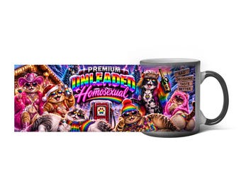 Tazza magica con gatti che cambiano colore per feste invernali e benzina senza piombo premium - Premium Unleaded Homosexual - Tazza magica con gatti che cambiano colore per feste invernali