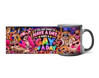 Buona giornata gay - Tazza magica che cambia colore con gatti gay