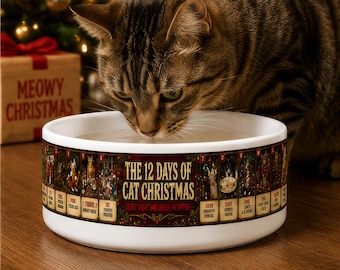 I 12 giorni del Natale felino – Ciotola natalizia divertente per gatti, 39 oz
