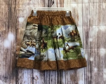 Culottes Girls Size 5 Wild Horses Long Modest Split Skirt READY TO SHIP