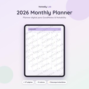2026 Digital Monthly Planner Blush | GoodNotes iPad Planner | Dated Monthly Calendar & Goal Planner | Student | Instant Download