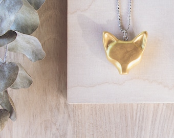 Gold Fox Necklace with hypoallergenic ball chain. Polymer Clay. Made in Finland - MADE TO ORDER