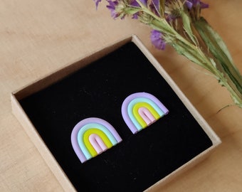 Pastel Rainbow Stud Earrings. Made in Finland.