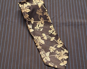 10th Doctor Brown and Gold Floral Tie