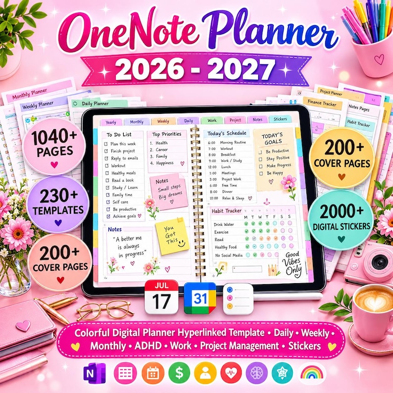 Planner Pages Onenote Onenote Planner 2026–2030 | 5 Year Hyperlinked Planner | Daily Weekly ...