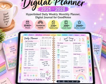 All-in-One Digital Planner 2026-2028, Hyperlinked Daily Weekly Monthly Planner, Digital Journal for GoodNotes