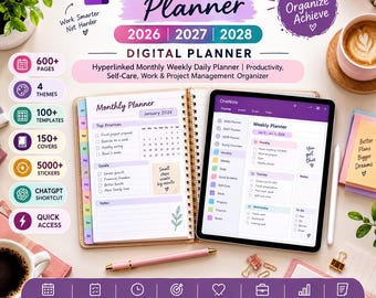 OneNote Planner 2026 2027 2028 | Digital Planner | Hyperlinked Monthly Weekly Daily Planner | Productivity, Work & Project Organizer