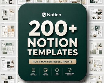 200+ Notion Templates Bundle | Life Planner, Student Dashboard, Finance & Habit Tracker, Business, Journal And Productivity Kit