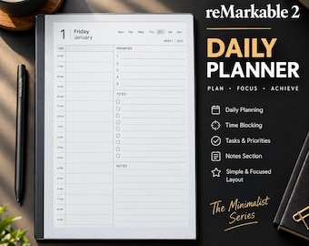 reMarkable 2 Digital Planner 2026–2031| Minimalist Daily Weekly Monthly Calendar | Hyperlinked Journal, Meeting Notes & Productivity