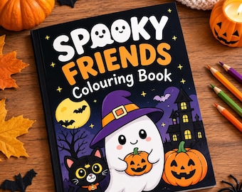 Spooky Friends Coloring Book, Halloween Coloring Pages, Cute Scary Coloring Book, Kids Activity Book, Halloween Coloring Fun, Digital PDF