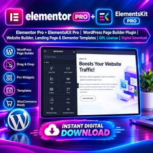 Elementor Pro + ElementsKit Pro | WordPress Page Builder | Website Builder, Landing Pages & Templates | Digital Download