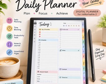 reMarkable 2 Digital Planner | Daily Weekly Monthly Planner, reMarkable Paper Pro Templates, reMarkable 2 Journal, Meeting Notes 2026-2031