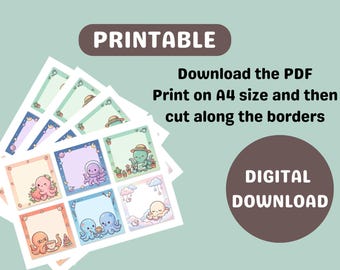 Kawaii Octopus Notepads – 6-Pack Pastel Characters (Digital Download)