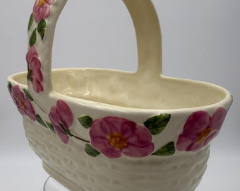 Vintage Franciscan Desert Rose Ceramic Basket Made in Portugal Floral Centerpiece