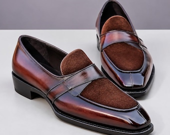 Handmade Men’s Brown Leather Monk Strap Shoes, Luxury Formal Dress Loafers, Wedding & Business Footwear